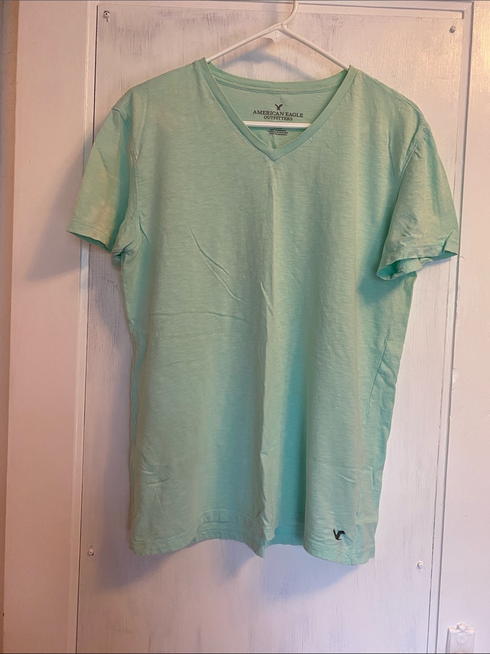 American Eagle Outfitters Mint Green V-Neck Short Sleeve Tee